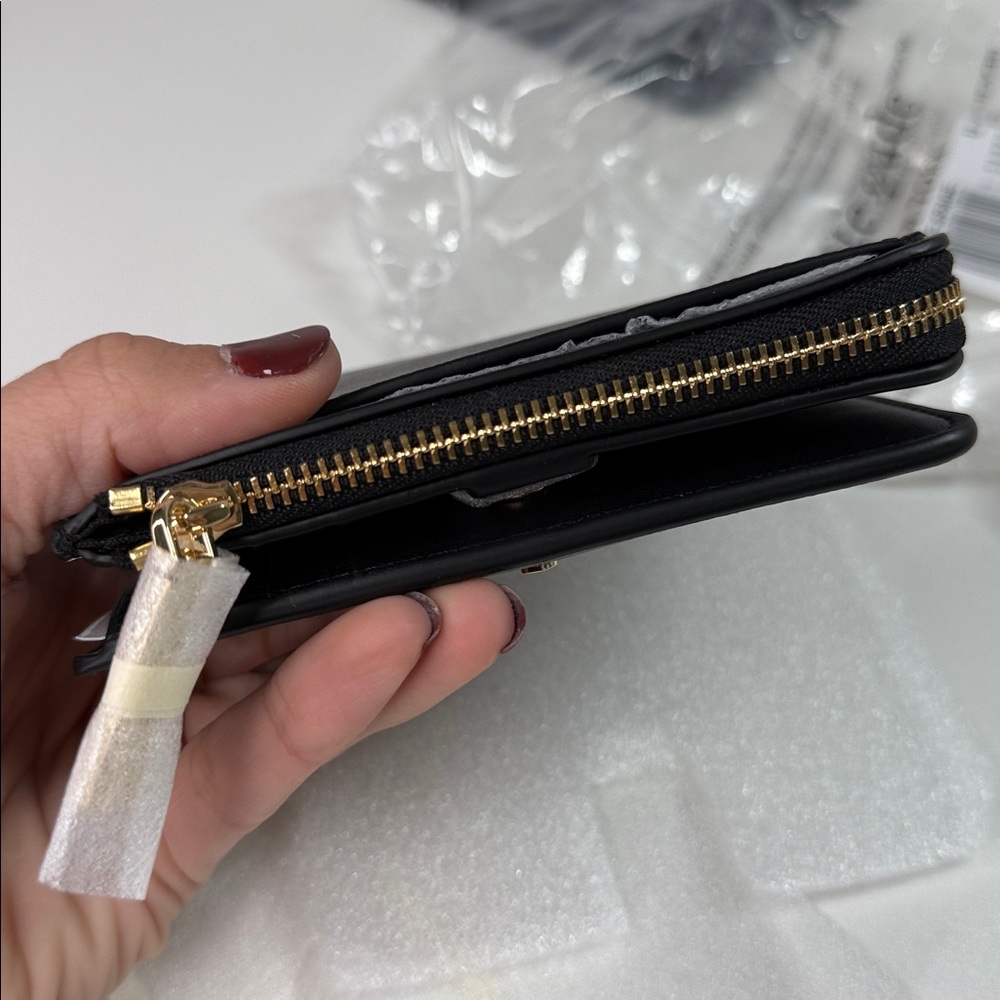 NWT Kate spade Madison Small L-Zip Wallet black and gold leather - Picture 14 of 14
